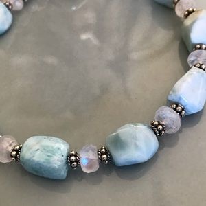 SOLD 🌿 Larimar, Moonstone & Sterling Bracelet